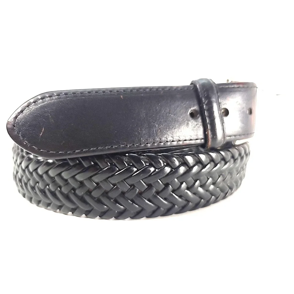 Braided‎ Leather Belt Dk Brown Sz 40